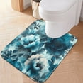 thumbnail image 6 of 2 Piece Soft Bathroom Rug Set Teal Elegant Floral Pattern Bath Mat and U-Shaped Toilet Contour Rug (16"x24"+20"x24"), 6 of 7