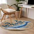 thumbnail image 4 of Round Rug 4Ft Washable Non-Slip, Vintage Whale Circle Area Rugs for Living Room Bedroom, Brown Nautical Anchor Bubbles Coastal Indoor Floor Mats Carpet Runner for Home Decor Aesthetic, 4 of 8