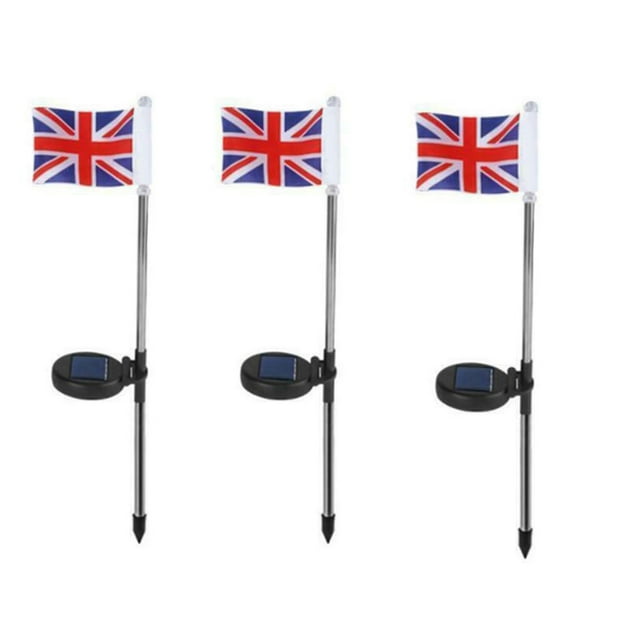 Fiudx Lámpara de Jardín con La Bandera Británica, Luces de Flores Multicolor, Batería Recargable, Decoración de Jardín Exterior, Encendido y Apagado Automático, Diseño Impermeable, Juego de 1/2/3/4,