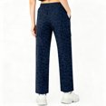 thumbnail image 4 of Leopard Print Pants For Women Adjustable Drawstring Elastic Waist Wide Leg Cargo Pants With Pockets Casual Loose Fit Lounge Trousers For Everyday Wear, 4 of 4