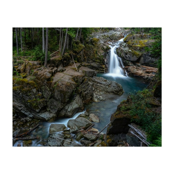 breathtaking waterfall - Photography Waterfall Nature Forest Scenic Landscape Wilderness Woodland Unframed Wall Art Print 5 x 7 inches