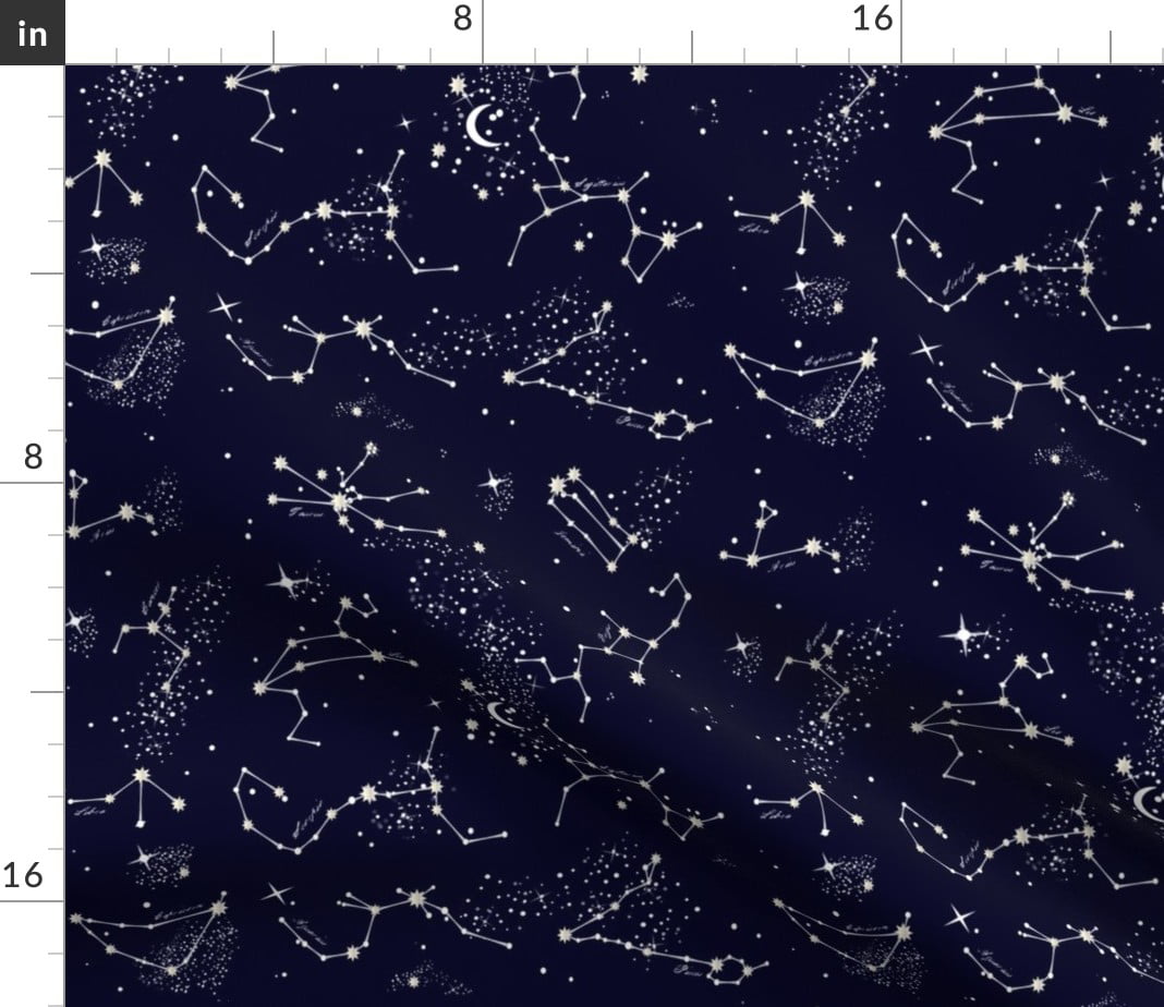 Zodiac Constellation Silver Stars Screen Printed Flour Sack Tea Towel 