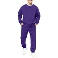 thumbnail image 4 of Kids Unisex 2 Piece Sweatsuit Boys Girls Solid Color Crewneck Pullover Sweatshirt Sweatpant Athletic Jogging Pants set, 4 of 5
