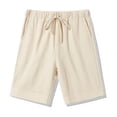 thumbnail image 5 of Men's Linen Elastic Waist Lounge Shorts Solid Beach Golf Shorts with Pockets Casual Drawstring Summer Shorts Beige, 5 of 8