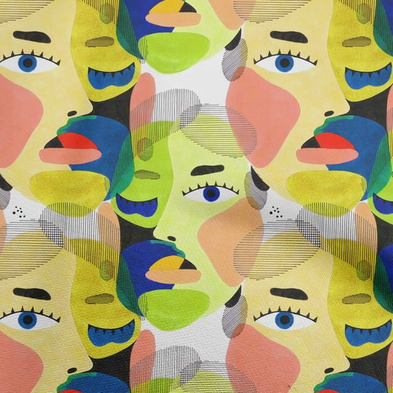 oneOone Cotton Jersey Medium Yellow Fabric Abstracts Dress Material Fabric Print Fabric By The Yard 58 Inch Wide