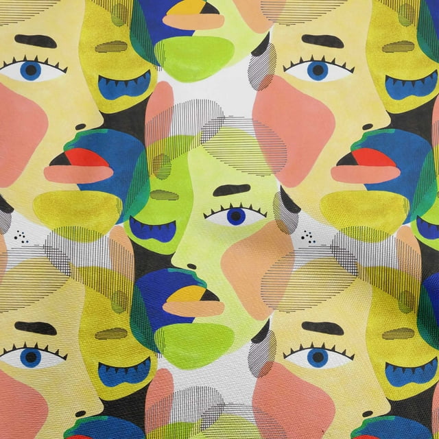oneOone Cotton Silk Medium Yellow Fabric Abstracts Fabric For Sewing Printed Craft Fabric By The Yard 42 Inch Wide
