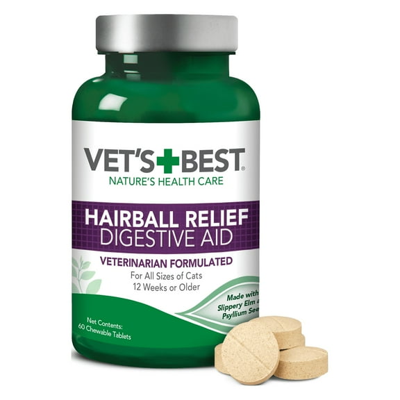 Vet's Best Cat Hairball Relief Digestive Aid - 60 Chewable Tablets