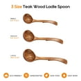 thumbnail image 3 of ACMETOP Wooden Ladle Spoon Set – 3 Sizes Teak Wood Soup Spoons with Back Hooks for Cooking & Serving – Heat Resistant, Non-Stick, Comfortable Grip, 3 of 9