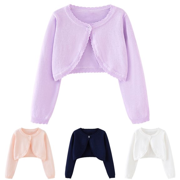 Teyfeniy Toddler Girls Sweater Cardigans Kids Knitted Cotton Soft Cute Outwear Button Casual Long Sleeve Crew Neck Jackets, for 18M to 14 Years