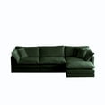 thumbnail image 5 of Convertible Sectional Sofa Couches, Upholstered Deep Seat Couches with Reversible Ottoman, 3 Seater L Shape Sofa for Living Room, Bedroom, Office, Cozy Oversized Sofa, Green, 5 of 7