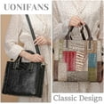thumbnail image 6 of Genuine Leather Shoulder Tote Purse for Women Retro Multicolor Splicing Handbag Satchel Ladies Fashion Crossbody Bag, 6 of 7
