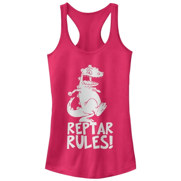 Junior's Rugrats Reptar Rules Racerback Tank Top Dark Pink Medium