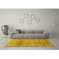 thumbnail image 3 of Ahgly Company Machine Washable Indoor Round Abstract Yellow Modern Area Rugs, 4' Round, 3 of 4