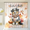 thumbnail image 3 of Hello Fall Miniature American Shepherd Scarf Welcome Autumn with Leaves Pumpkins Shower Curtain MAS Dog Lover Gifts Waterproof Bathroom Bathtub Curtain - 00011, 3 of 5