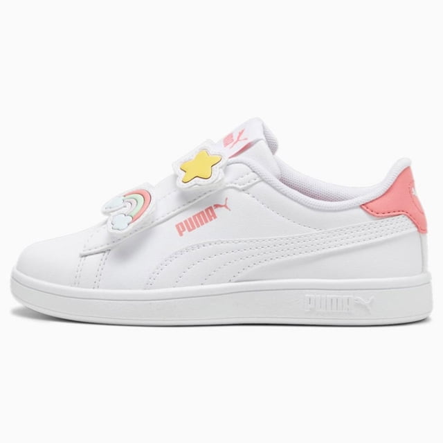 Tenis Puma Smash 3.0 Badges V PS para Niñas 17 A 21.5. 397286-01 blanco 20