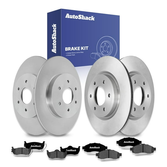 AutoShack Front Vented & Rear Solid Coated Brake Rotors   Ceramic Pads 12-PC Brake Kit Replacement for 2007 Nissan TITAN ArmorStop