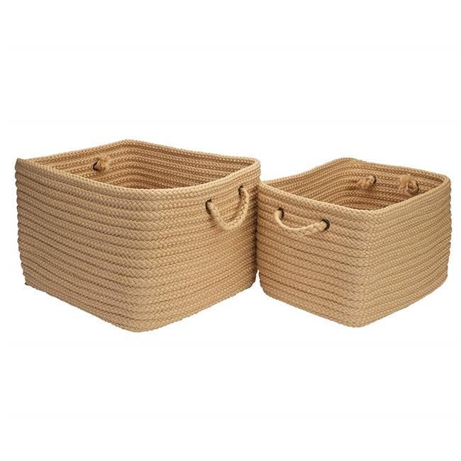 Modern Farmhouse Braided Mudroom Storage Basket Set, Hazelnut 2 Piece