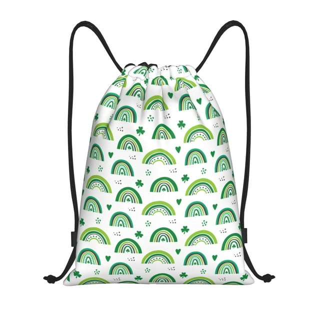 Lukts St. Patrick's Day rainbows Pattern Drawstring Backpack Bag Sport Gym Sackpack,String Backpack Sport Bag Sack,Cinch Tote Gym Backpack-Small