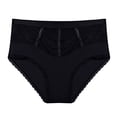 thumbnail image 1 of Gibobby Braguitas Slim Fit Calzoncillos de algodón ahuecados sin costuras de cintura de encaje para mujer(Negro， M), 1 of 4