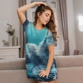 thumbnail image 3 of Fotbe Cat Underwater Fantasy Pattern Women's Cotton Nightgown Sleepwear Short Sleeves Shirt Casual Print Sleepdress, 3 of 6