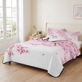 thumbnail image 2 of Full Quilt Set 78''x90'', Cherry Blossom Lightweight Summer Bedspread Coverlet Set with 2 Pillow Shams, Gradient Tree Pink Flower Plant Breathable All Season Quilt Bedding for Bedroom/Guest Room, 2 of 9