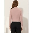 thumbnail image 4 of INSPIRE CHIC Blazer Court Sans Col pour Femme, Travail Bureau Affaires Décontracté, Rose Foncé, S, 4 of 5