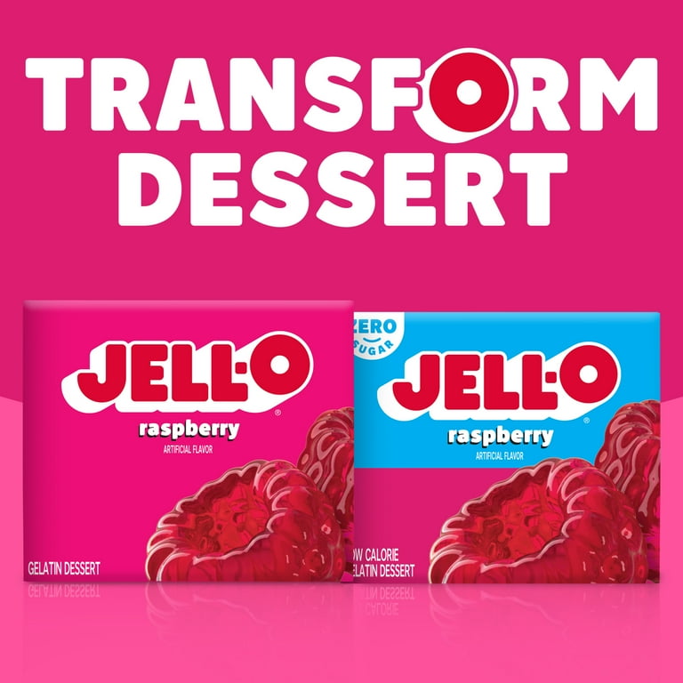 Jell-O Raspberry Gelatin Dessert Mix, Perfect for Parfait Snack