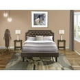thumbnail image 2 of GB25Q-2BF07 3-Pc Granbury Queen Bed Set with Button Tufted Queen Size Frame and 2 Distressed Jacobean Nightstands - Dark Brown Faux Leather with Black Texture and Black Legs, 2 of 8