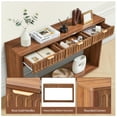 thumbnail image 4 of PHOYAL Fluted Walnut Console Table with 3 Drawers, Entryway Table with Storage Shelf, Narrow Wood Sofa Table for Hallway Living Room, 4 of 8