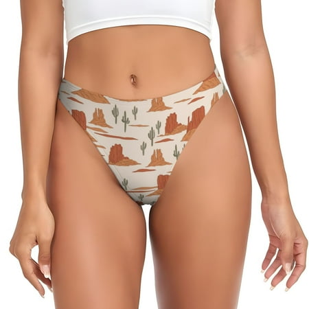 Rateoe Western Desert Nature Landscape Pattern Seamless Women Underwear Thongs No Show Ladies Thong No Line Breathable Comfortable Panties Undies for Women-XX-Large
