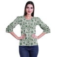 thumbnail image 1 of Moomaya Hauts Aguichant à Manches 3/4 pour Femmes Chemise Imprimée à Volants pour Femmes T-Shirt d'Été, 1 of 4