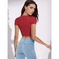 thumbnail image 2 of Women's Short Sleeve Crop Tops Crew Neck T Shirt Sexy Tee, 2 of 5