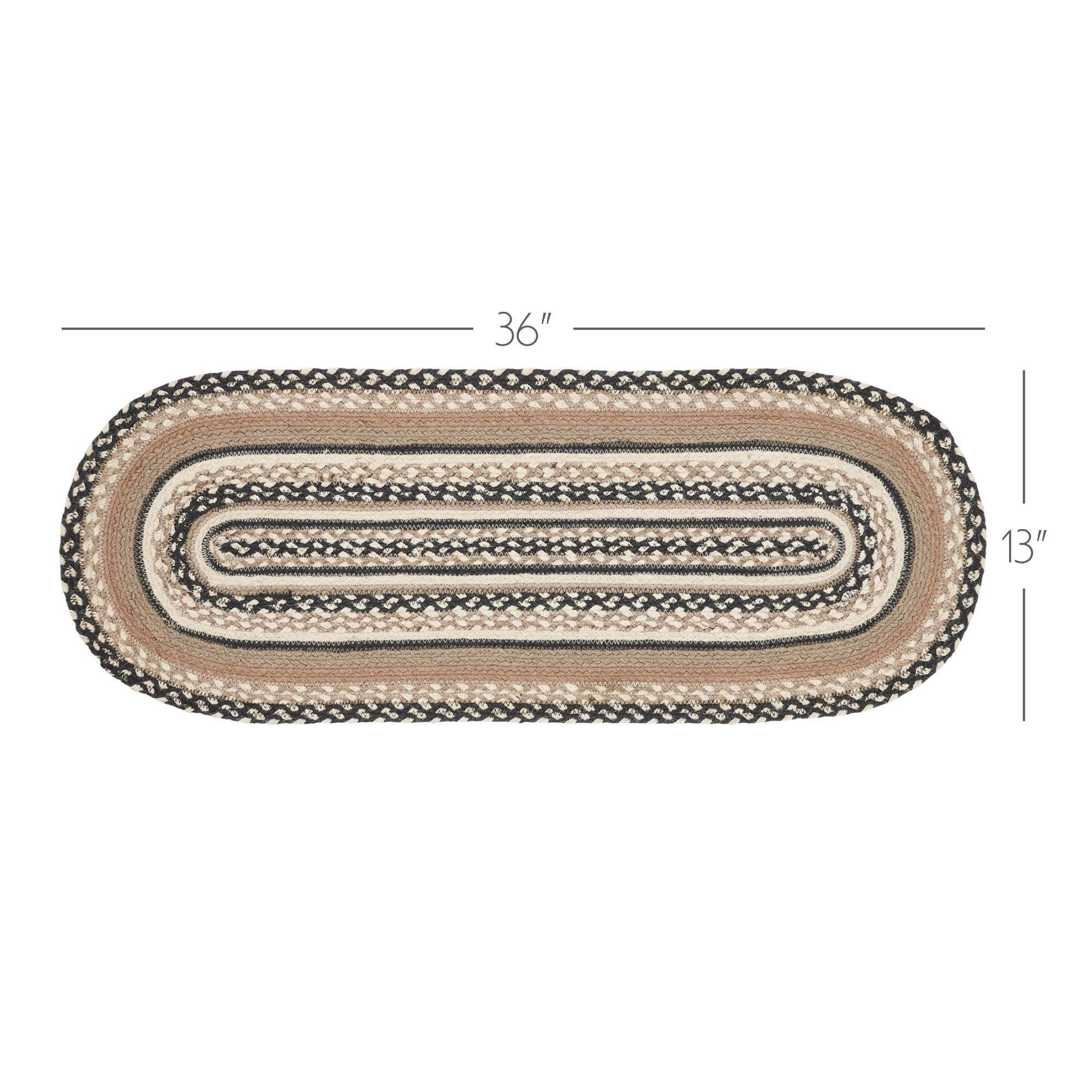 VHC Brands Sawyer Mill Charcoal Farmhouse Jute Oval Table Runner 13x37