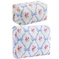 thumbnail image 1 of Bolsa de maquillaje HHQQWZ, bolsa de cosméticos de viaje, paquete de 2 unidades, Blue Bowknot, 1 of 7