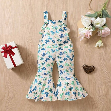 

QIPOPIQ Infant Girl s Clothing Set Clearance St. Patrick s Day Toddler Baby Girl Print Jumpsuits Cartoon Printing Strap Romper Pants
