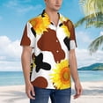 thumbnail image 2 of Lsque Sunflower Cow pattern Hawaiian Shirt for Men, Unisex Summer Beach Casual Short Sleeve Button Down Shirts-Large, 2 of 9