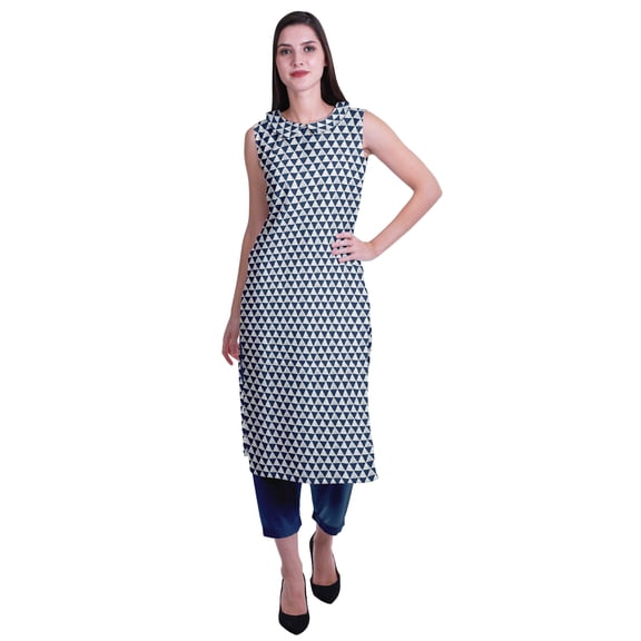 Moomaya Peter Pan Collar Sleeveless Kurta With Pants 2-Pcs Ethnic Suit Set For Women