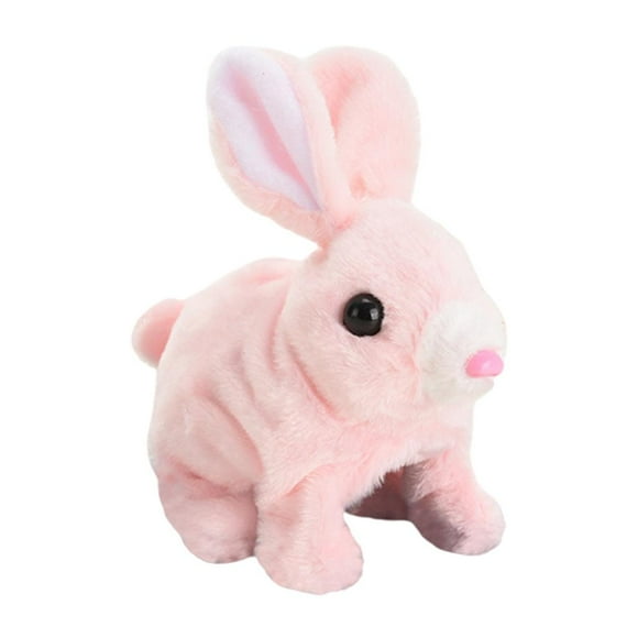 Conejito de peluche, comedero inteligente con zanahoria saltando, Flopsie Bunny Doll Rosa