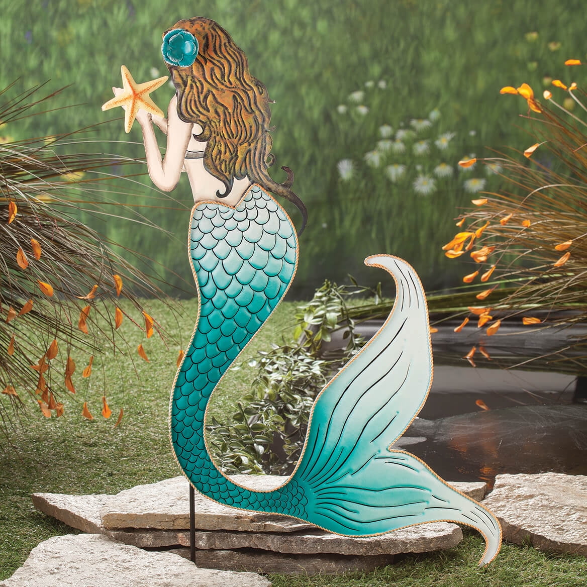 Metal Mermaid Yard Stake By Fox River Creations Whimsical Garden Metal Mermaid Yard Stake By Fox River