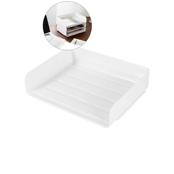 WNFJR Stackable Letter Tray, A4 White Desk File Paper Organizer Tray, Desktop File Paper Holder with Anti-Skid Design for Office Desktop