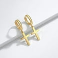thumbnail image 5 of Gold Dangle Drop Hoop Earrings for Women Men Gold Plated Dainty Earrings Hypoallergenic Star Cross Huggie Hoops Jewelry for Everyday Wear, 5 of 5