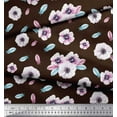 thumbnail image 2 of Soimoi Brown Cotton Duck Fabric Feathers & Anemone Floral Print Fabric by the Yard 42 Inch Wide, 2 of 3