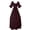 Wine, variant on Aoochasliy Fall Dresses for Women Long Sleeve Round Neck Belt Irregular Dress Court Vintage Ladies Dress