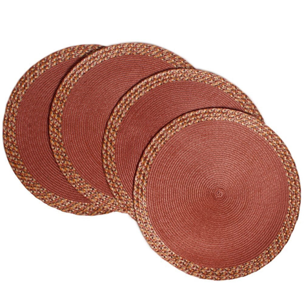 Benson Mills Monaco Boarder Braided Placemats, 15 Inches, Sunset