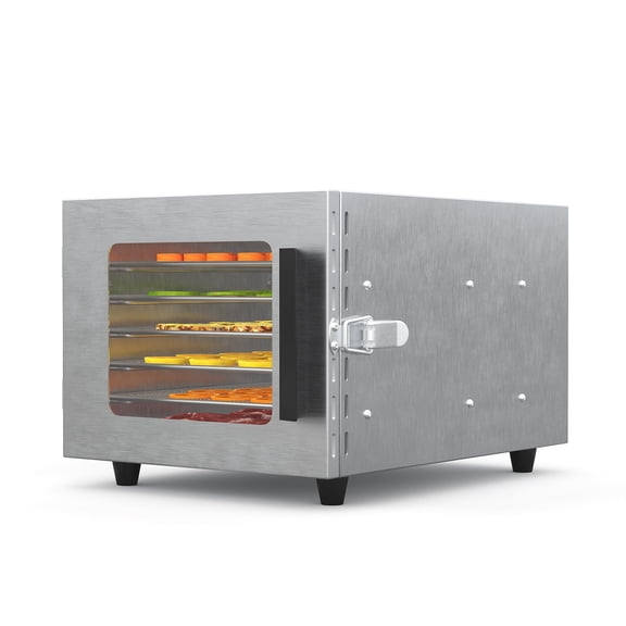 Food Dehydrator 6-Tray Stainless Steel 620W with LED Touch Panel, Adjustable 30-70°C Temperature 42-Hour Timer for Jerky Fruits Vegetables Nuts Herbs