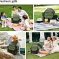 thumbnail image 5 of 22L Insulated Picnic Basket Leak Proof Picnic Backpack for 2, Green Camping Gifts, Cool Bridal Shower Gifts for Bride and Groom, Mr and Mrs, Anniversary Engagement Wedding for Newly Engaged Couples, 5 of 6