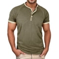 thumbnail image 3 of Henley Shirts for Men Summer Fashion Casual Short Sleeve Relaxed Fit Lightweight Tshirts Color Block Mens Tees, 3 of 9
