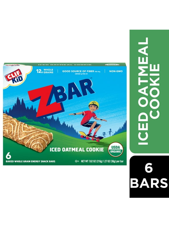 CLIF Kid Zbar - Iced Oatmeal Cookie - Soft Baked Whole Grain Snack Bars - USDA Organic - Non-GMO - Plant-Based - 1.27 oz. (6 Pack)