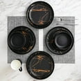 thumbnail image 2 of Stone Lain Zora Porcelain 4 Piece Salad Dinner Plate Set, Serving Dishes, Black & Gold, 2 of 7