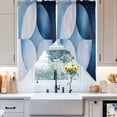 thumbnail image 4 of Abstract Stitching Swag Curtain Valance for Windows, Blue White Geometric Gradient Window Treatments Short Swag Topper for Kitchen Windows Bathroom Bedroom, 36"x36", 4 of 8